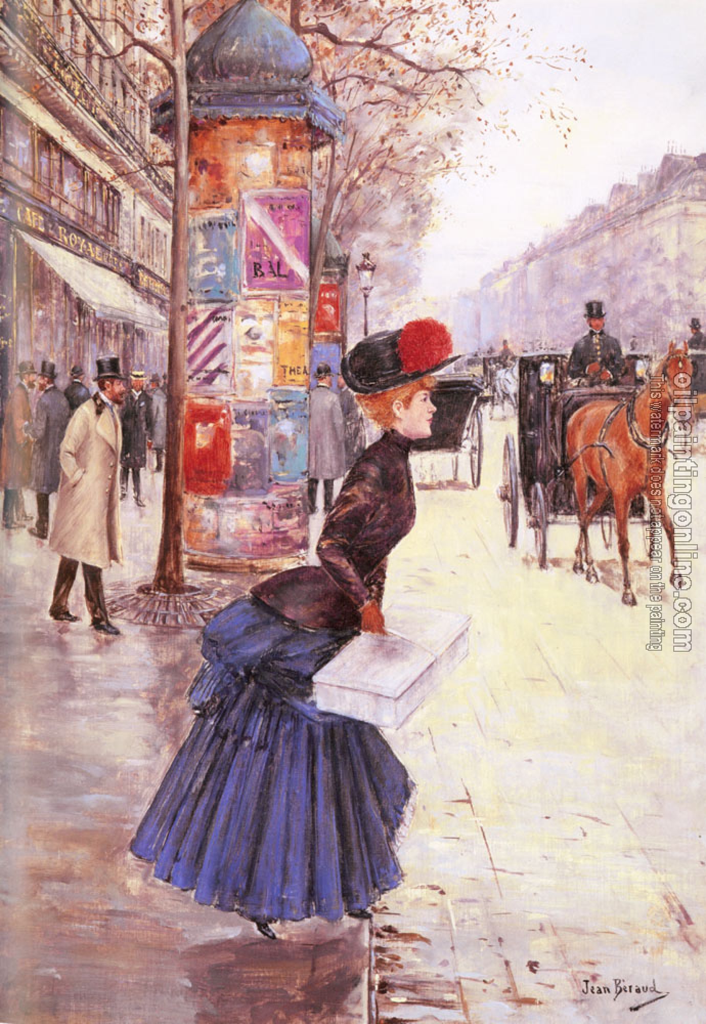 Jean Beraud - Jeune Femme Traverrsant Le Boulevard